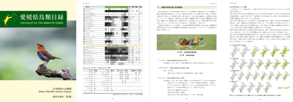 愛媛県鳥類目録の内容例